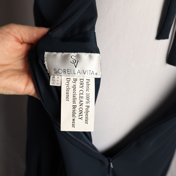 Sorella Vita 9310 Chiffon Dress Navy Tag Size 14 (street size 10-12) NWT - Picture 6 of 13
